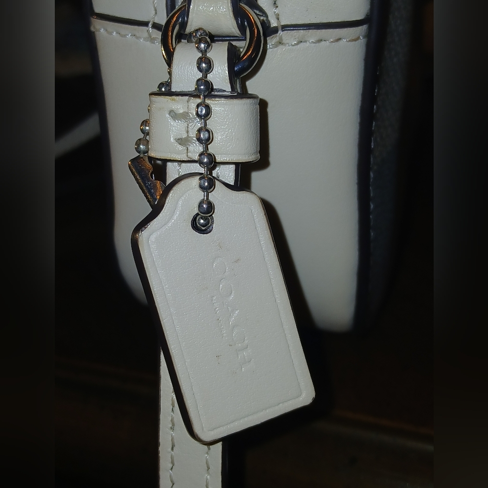 Coach Blue and Cream Checkered Women's Camera Bag Like New - Picture 11 of 14